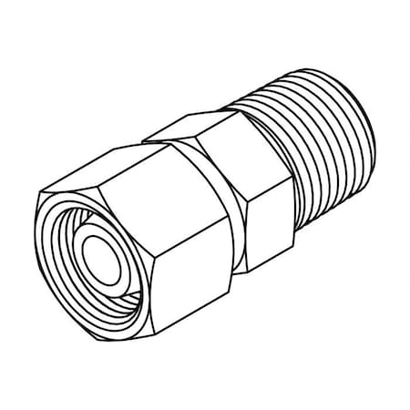 Tompkins Hydraulic Fitting, Metric CompressionL10(16X1.5) -06NPT STUD STANDPIPE MC6121-L10-06